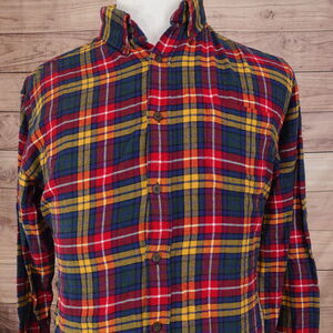 CROFT & BARROW LONG SLEEVE PLAID FLANNEL BUTTON UP SHIRT MENS SZ M **READ**